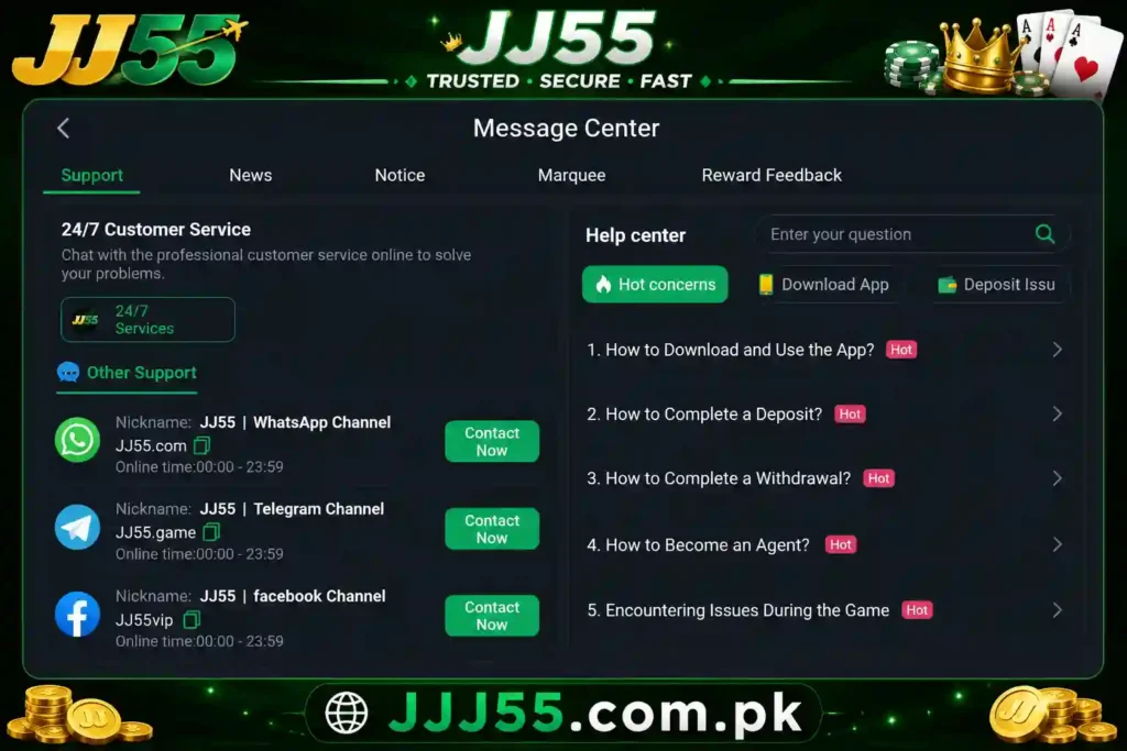 JJ55 Game Contact